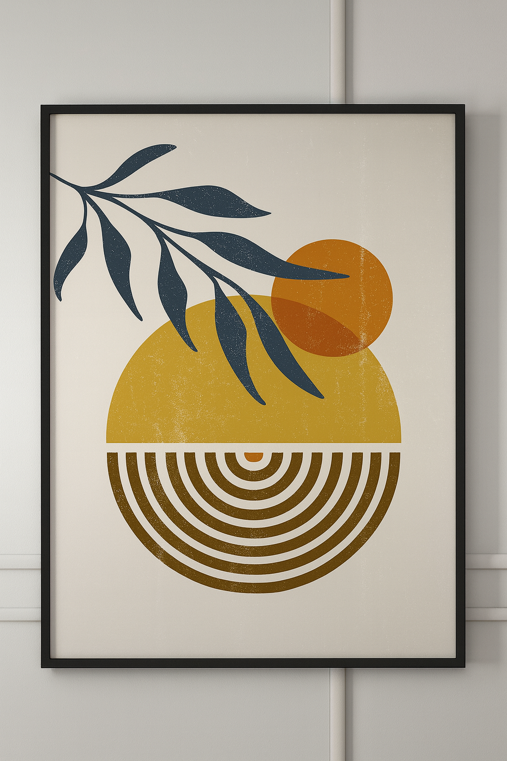 Gallery wall featuring natural oak frames